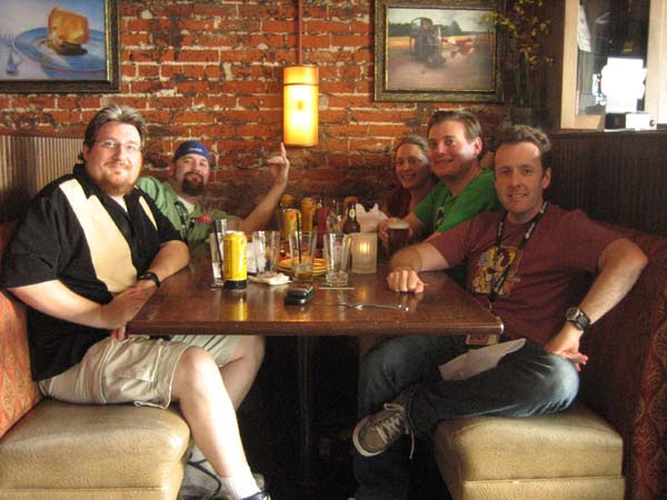 The Mego Museum crew having a few beers