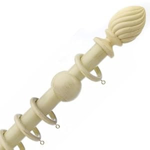 buying Integra 28mm Wooden Acorn Curtain Pole Set, Distressed Cream, 180cm Reviews