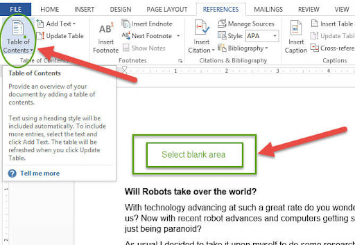 How To Create A Table Of Contents In Word