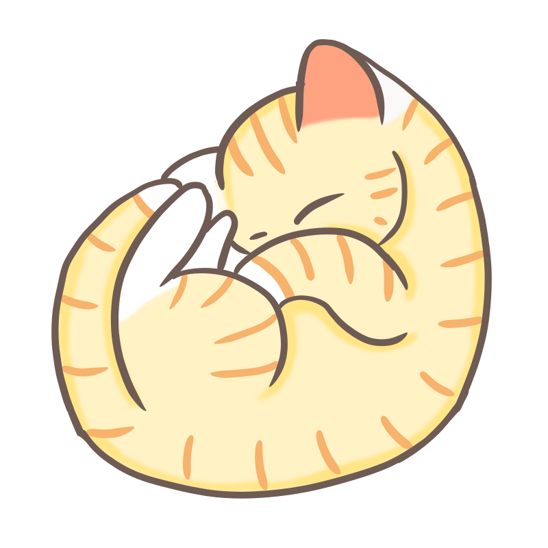 丸まって眠る茶トラのフリーイラスト ニャンモナイト Nyan ３