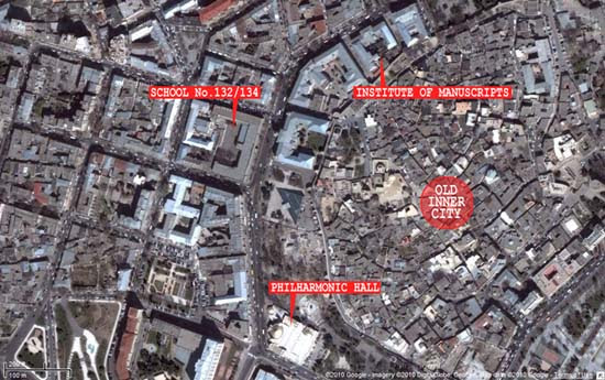 Aerial photo of central Baku taken from Google Map
