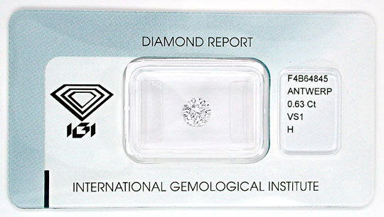 Originalfoto DIAMANT IGI, TOP-BRILLANT 0,63ct WEISS-WESSELTON JUWEL!