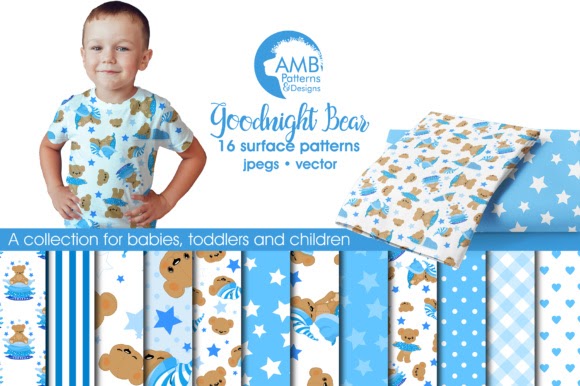 SVG for Cricut Baby Bear Papers Pattern by AMBillustrations cut files for your personal DIY projects