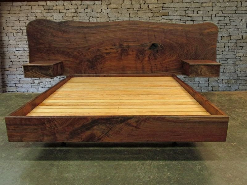 Claro Walnut Slab Headboard, bed, california king frame 