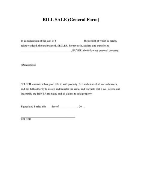 Free Generic Bill of Sale Forms | PDF | DOCX
