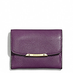 MADISON LEATHER FLAP CARD CASE - COACH f49779 - LIGHT GOLD/BLACK VIOLET