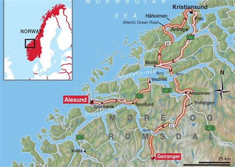 Atlantic Road Norway Map