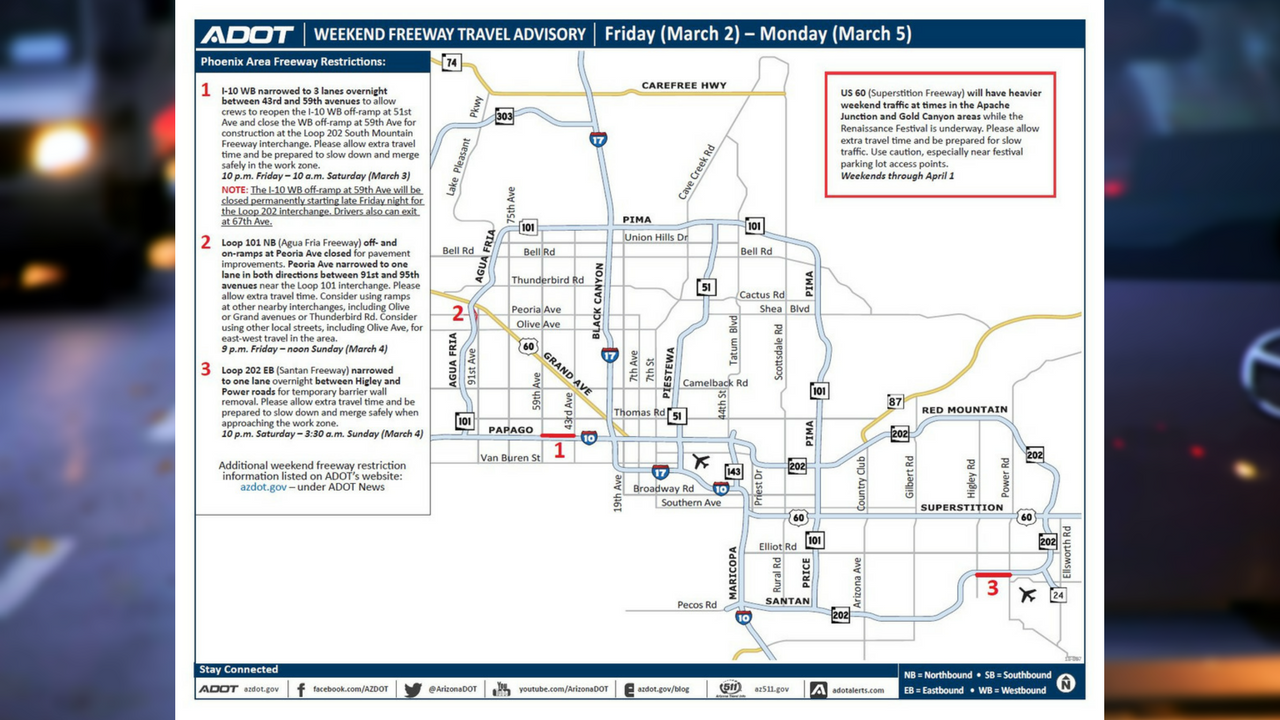 ADOT Weekend Freeway Travel Advisory (March 2-5) - Arizona ...