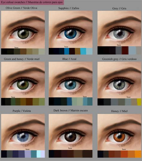 An insulin sliding scale chart indicates the dosage of insulin to be administered based upon an individual's blood sugar level before a meal. eye colour swatches by marinaschiffer on deviantart