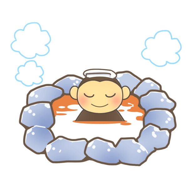 温泉に入っている猿のイラスト かわいいフリー素材が無料のイラストレイン