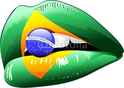 Brazil Flag Colors on Sensual Woman's Lips