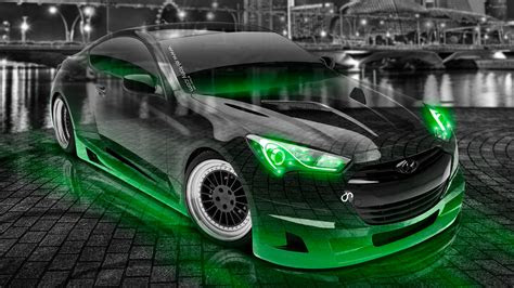 hyundai genesis coupe tuning crystal city night car