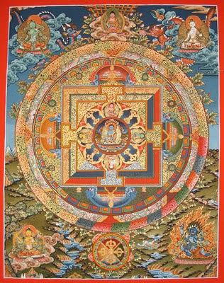 pancha buddha mandala thangka paintingbuddha painting