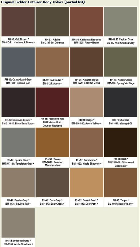 Original Eichler paint colors for your ranch or contemporary home ...