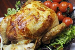Christmas or Thanksgiving roast chicken turkey.  Close up Royalty Free Stock Photography