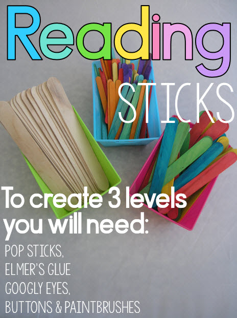 Reading sticks for guided reading. Use three levels to promote reading fluency with emergent and beginning readers. 