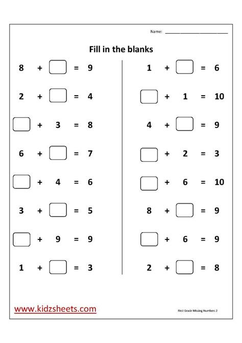  missing numbers fill in the blanks worksheet first grade the printable