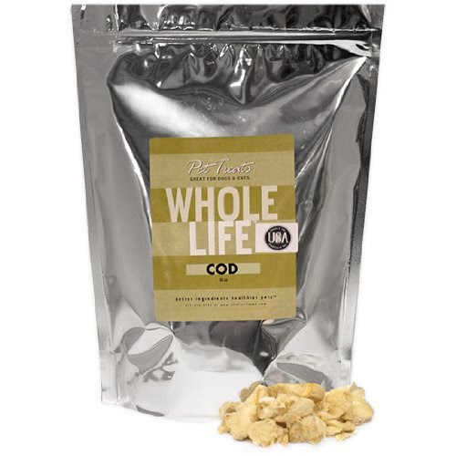 Whole Life Pet Products Pure Meat All Natural Freeze Dried Cod Filet Treats for Dogs and Cats, 10-Ounce