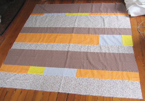 Polka dot flannel quilt top