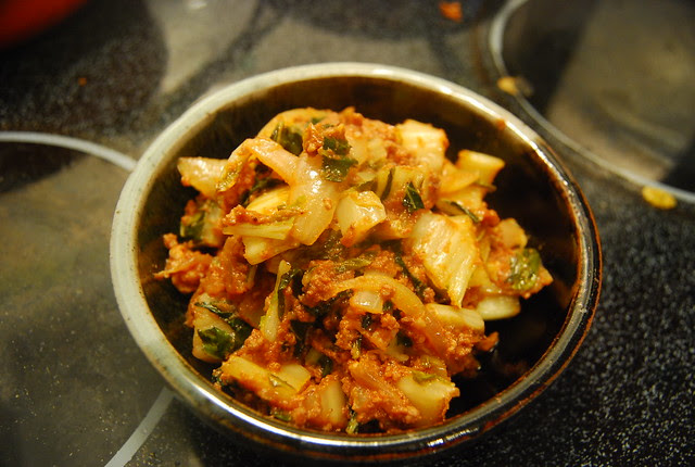 Bok Choy and meat sauce