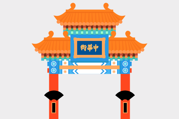 横浜中華街の善隣門 街 建物系イラスト専門サイト Town Illust