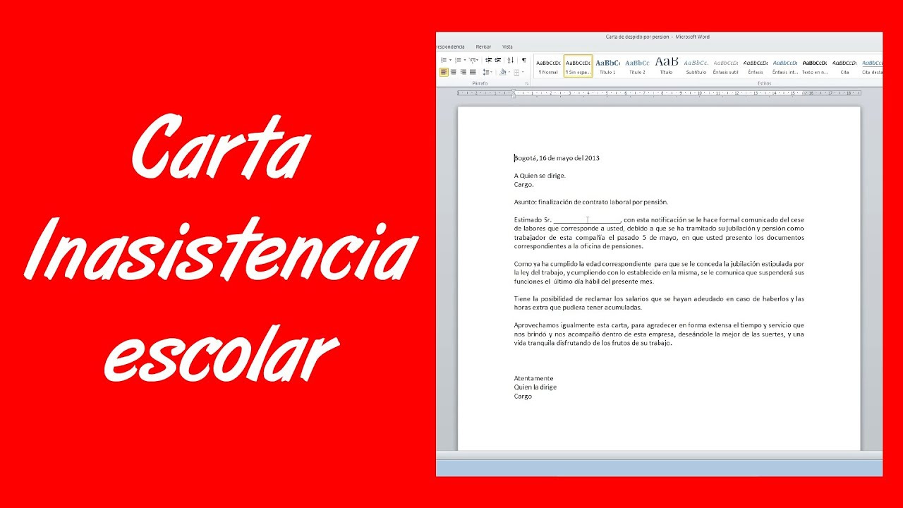 Como hacer una carta de inasistencia escolar  YouTube