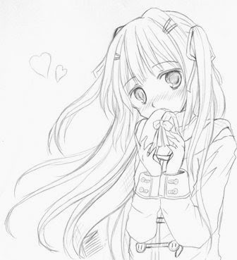 のびのび私の落書き日記 バレンタインイラスト 下書き