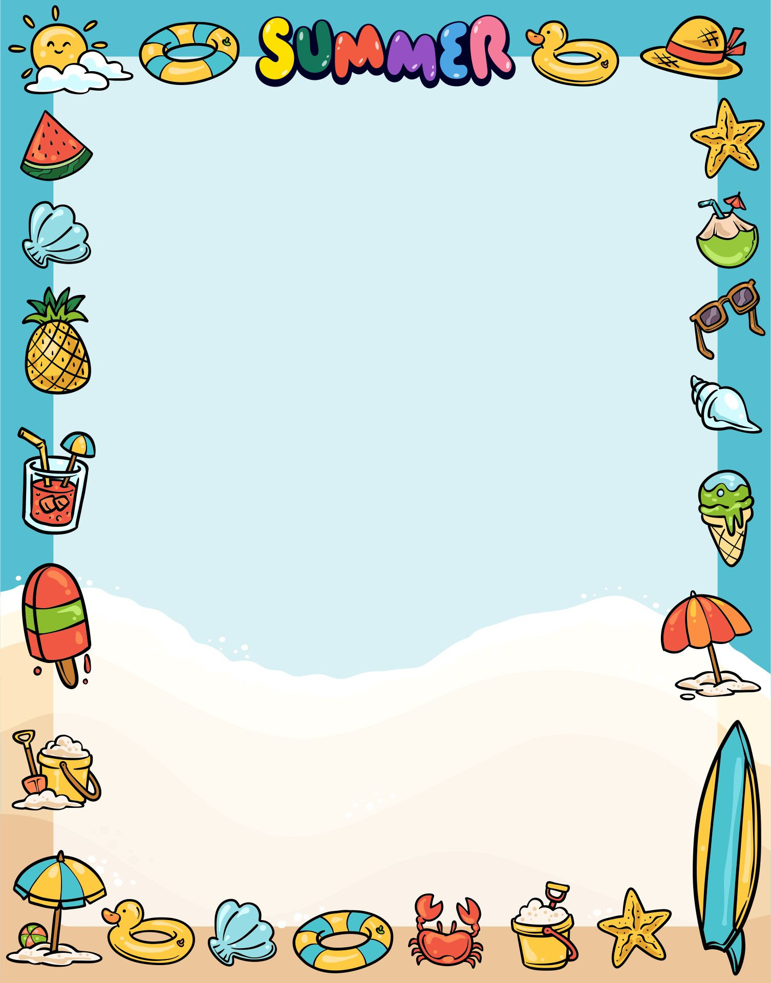 4 best images of free printable summer borders and banners summer in