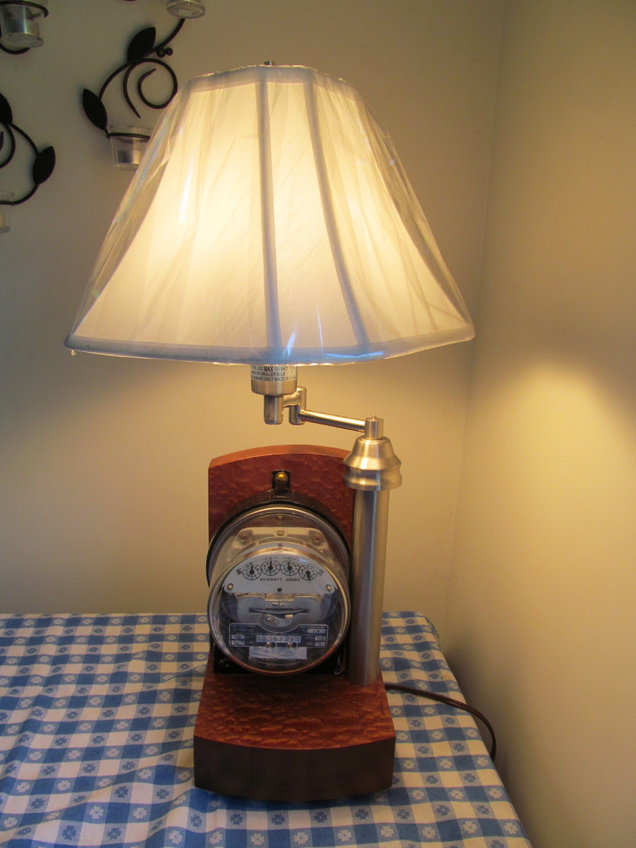 Table lamp I built with working vintage electric meter ...