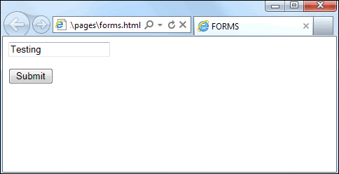 A Submit button and a text box on a HTML form