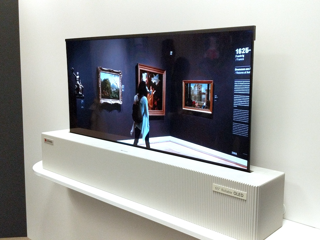 lg rollable tv rolled down a little ces 2018