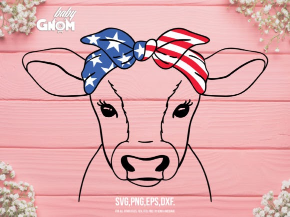 Download Download July 4th Cow SVG File Compatible with Silhouette, Cricut and other cutting machines.
