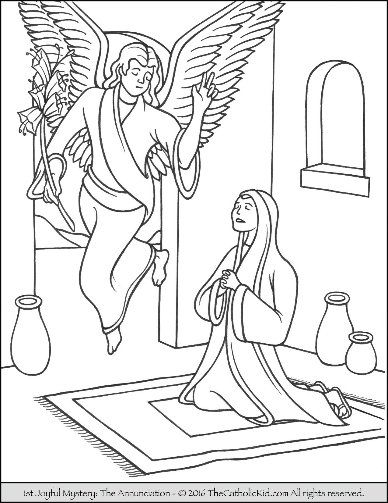 Joyful Mysteries Rosary Coloring Pages Annunciation