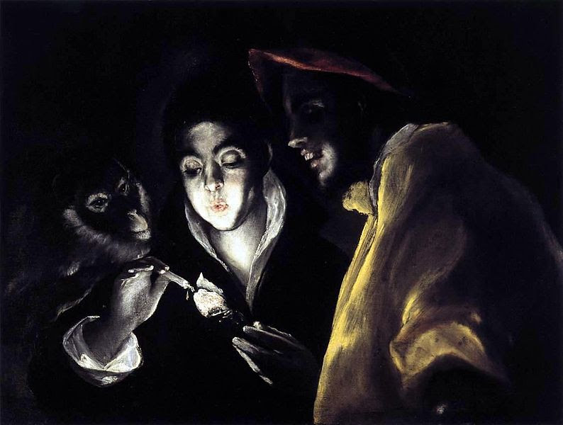 File:El Greco - Allegory, Boy Lighting Candle in Company of Ape and Fool (Fábula).JPG
