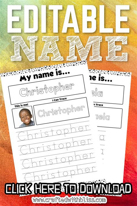  editable name tracing worksheets personalized activities for etsy