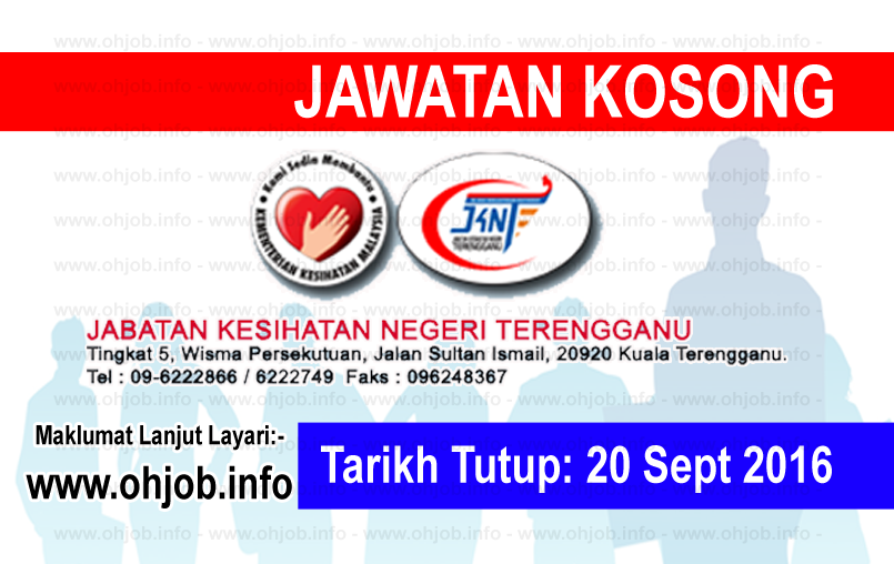 Jawatan Kerja Kosong Jabatan Kesihatan Negeri Terengganu (JKNT) logo www.ohjob.info september 2016