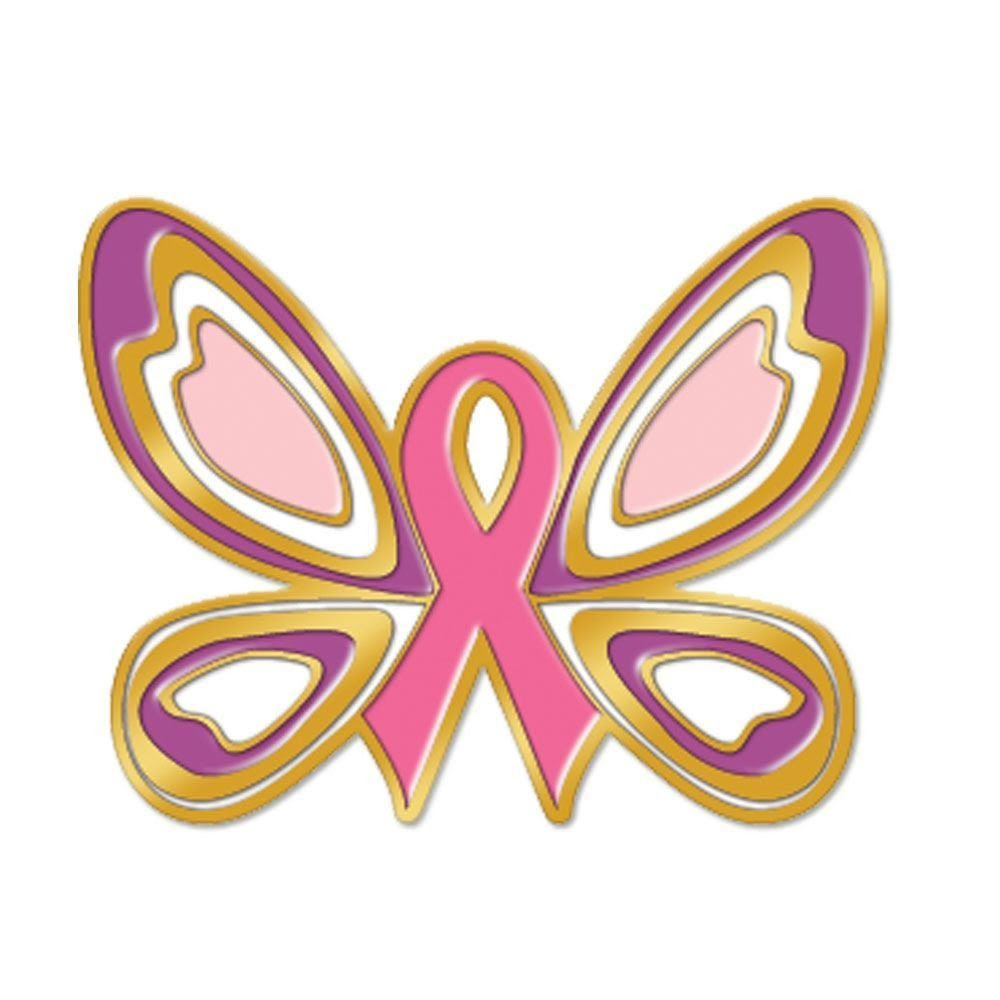 Jewelry Quality Butterfly Ribbon Breast Cancer Awareness Lapel Pin With Card Jewelry Quality Butterfly Ribbon Breast Cancer Awareness Lapel Pin With Card