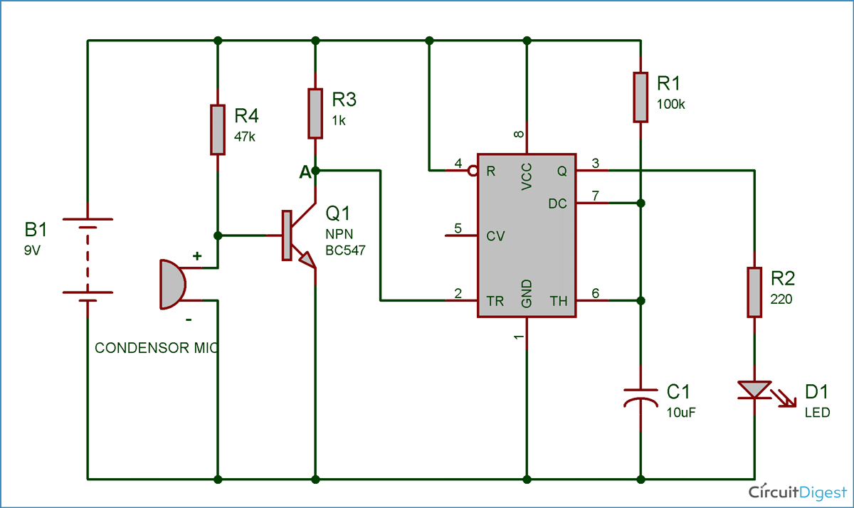 Sound Switch Circuit Diagram Ne555 - Clap Switch Circuit Diagram - Sound Switch Circuit Diagram Ne555