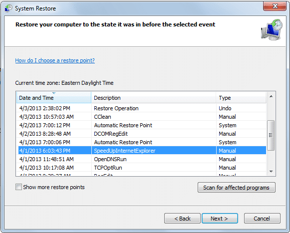RestoreSettings1 Guide to Speed Up Internet Explorer