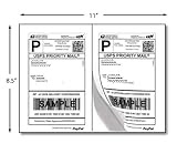 200 Half Sheet Shipping Labels for Laser/InkJet for eBay, PayPal, USPS Click-n-Ship, UPS