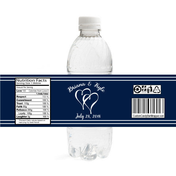 Flowing Hearts Wedding Water Bottle Labels - Announce It!