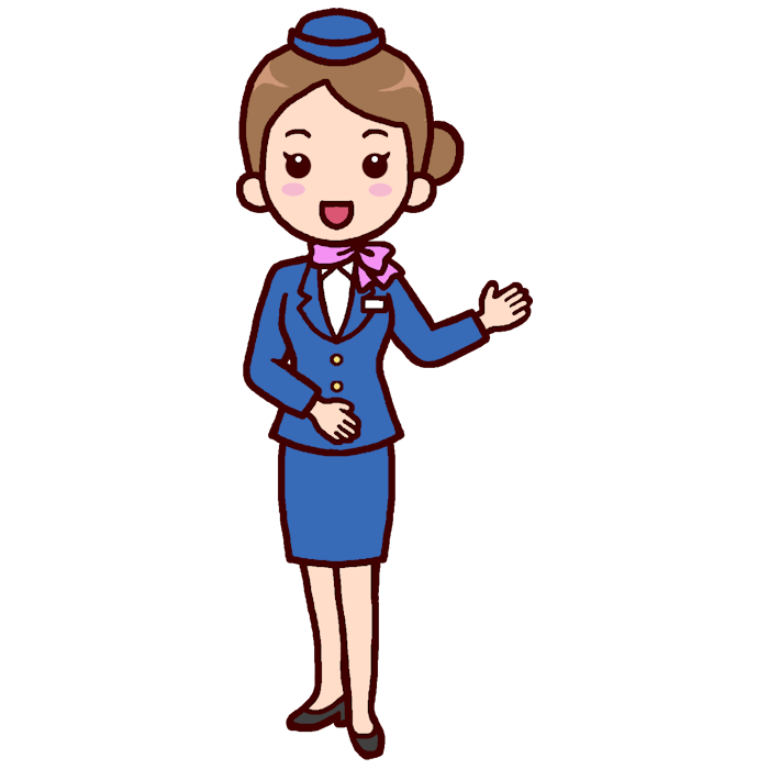 キャビンアテンダント カラー 働く人1 いろいろな仕事 職業の無料イラスト 人物素材