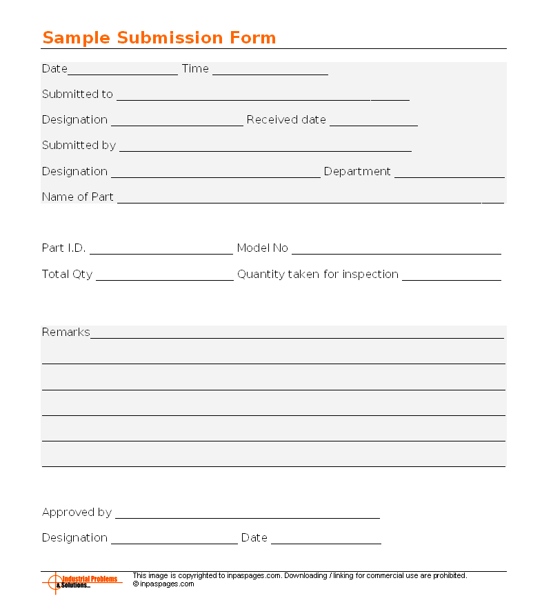 Sample Submission Form Format