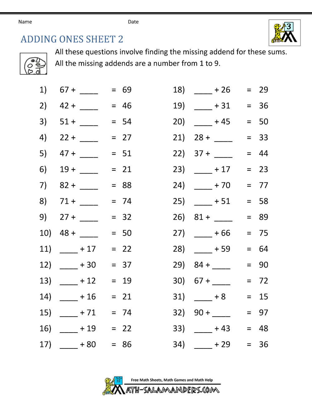 Third Grade Addition Worksheets