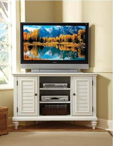 Corner TV Stand with Turning Legs Brushed White Finish