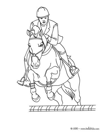 Woman on a jumping horse coloring page