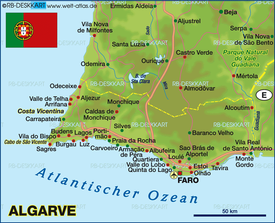 Kort Over Algarve Images and Places, Pictures and Info: portugal algarve map Kort Over Algarve