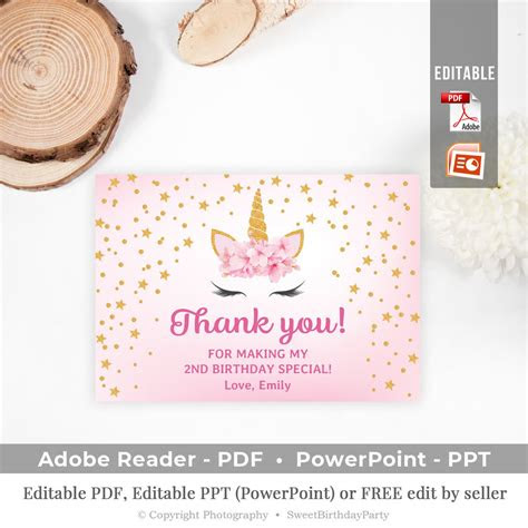  view 37 template free printable unicorn thank you cards