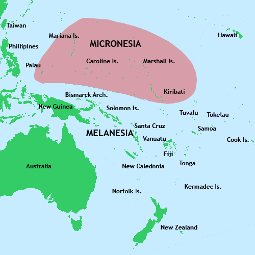 Peta Kepuluan Mikronesia.