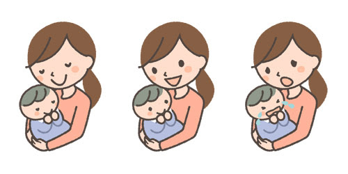赤ちゃんを抱っこするママの表情イラスト3種 可愛い無料イラスト 人物素材 フリーラ